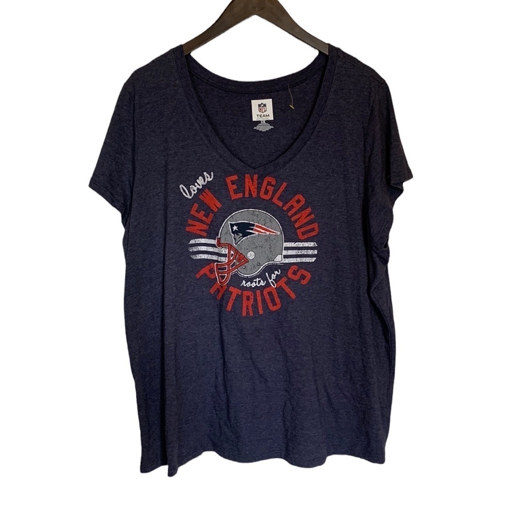 New England Patriots NFL Team Apparel Football Short Sleeve T Shirt Womens 3X